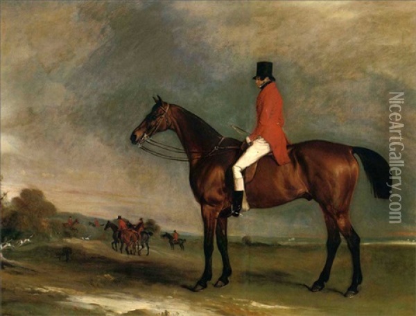William Wilson On Go Easy, In A Landscape With A Hunt Beyond Oil Painting - John E. Ferneley