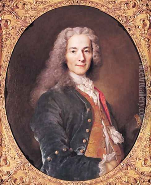 Portrait of Voltaire 1694-1778 Oil Painting - Nicolas de Largilliere