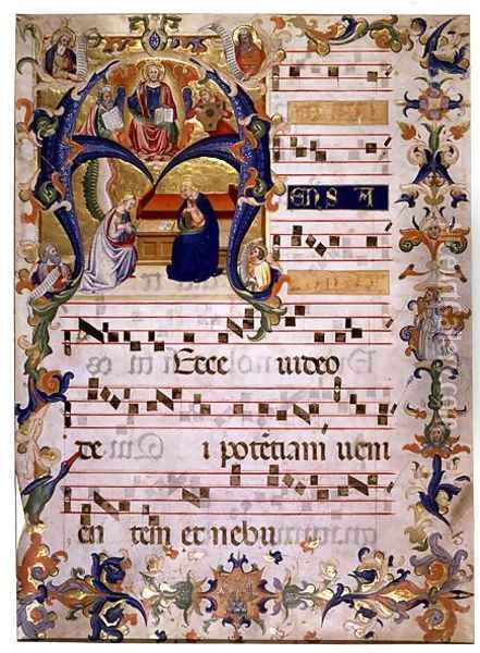 Frontispiece of a choirbook from Montoliveto Monastery, c.1390 Oil Painting - Don Simone Camaldolese