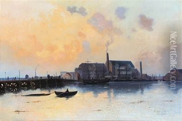 View From Langebro In Copenhagen Oil Painting - Fritz Staehr-Olsen