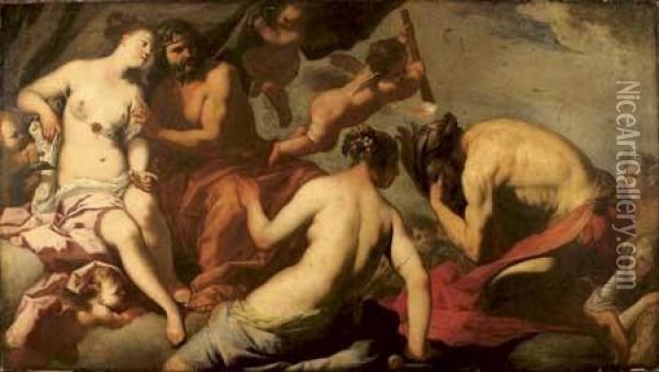Tiresias Aveugle Par Hera Et Rendu Devin Par Zeus Oil Painting - Antonio Zanchi
