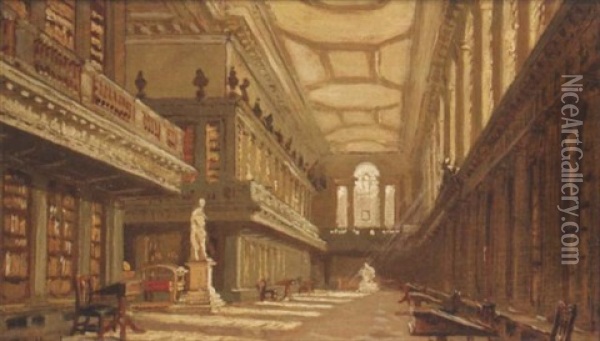 All Souls' Library, Oxford Oil Painting - John Fulleylove