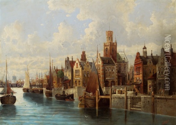 Ansicht Von Amsterdam Oil Painting - Hubertus van Hove