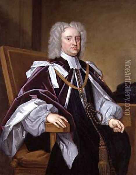 Portrait of Bishop Trelawney one of the Seven Bishops who petitioned against James IIs Declaration of Indulgence and were tried for libel Oil Painting - Sir Godfrey Kneller