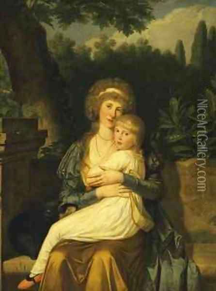 Elizabeth Drummond Lady Hervey and her daughter Elizabeth Oil Painting - Louis Gauffier