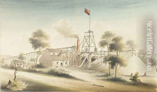Seaham Gold Mining Company, Alma, Maryborough Oil Painting - William Tibbits