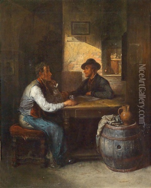 In Conversation Oil Painting - Friedrich Ritter von Malheim Friedlaender