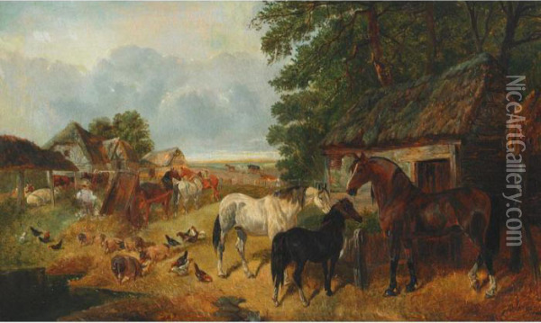 Day On The Farm Oil Painting - John Frederick Herring Snr