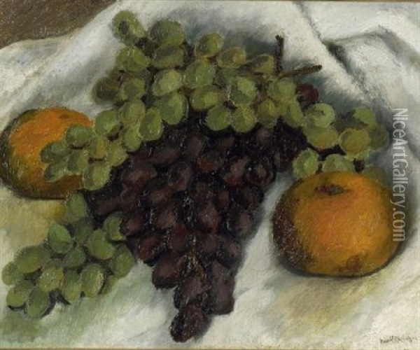 Still Life With Grapes And Oranges Oil Painting - Walt Kuhn