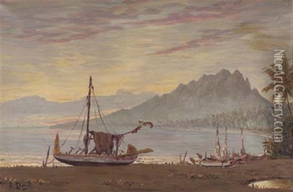 Fisherboats At Dusk Oil Painting - Cornelis Robrecht Arthur (A.) Eland