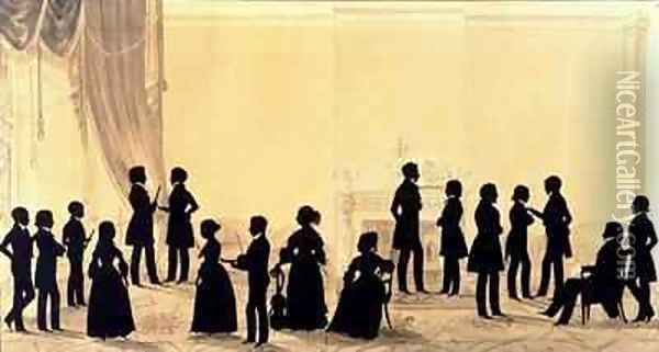 Silhouette of the Family and Guests of Dr Cheesman Oil Painting - Augustin Amant Constant Fidele Edouart