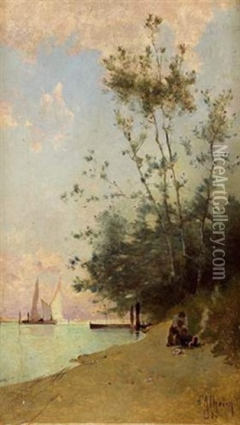Venise, Le Lido Oil Painting - Jean d' Alheim