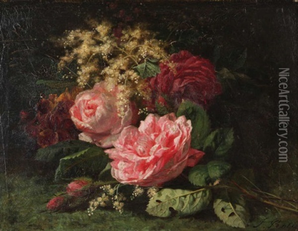 Roses Oil Painting - Jean-Baptiste Robie