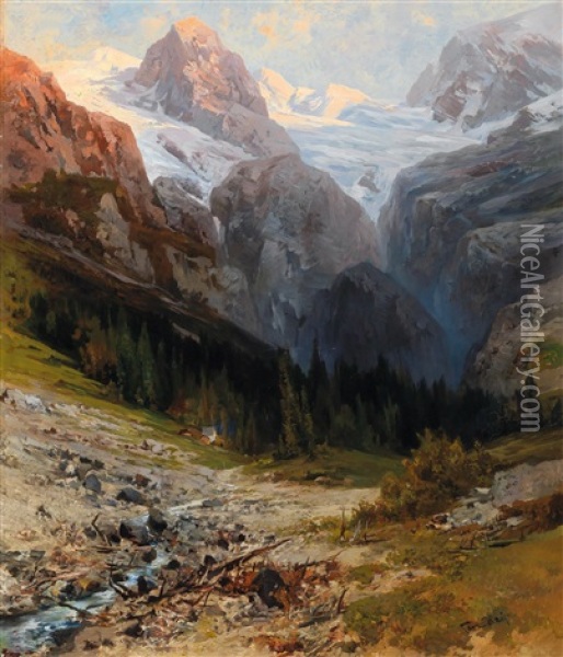 At The Heilige Drei Brunnen, Tyrol Oil Painting - Karl Heyn