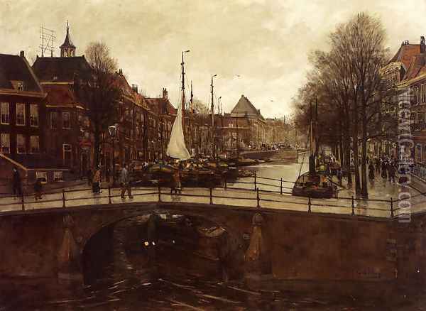 A View Of Het Zieken, The Hague Oil Painting - Cornelis Antoni Van Waning