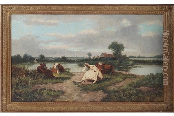 Resting Cattle Oil Painting - Mark William Fisher