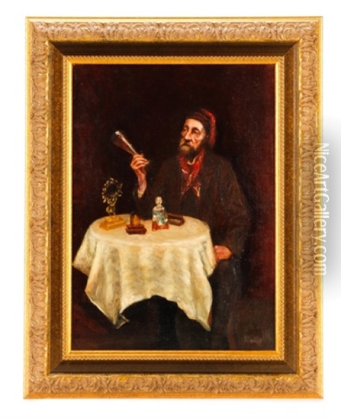 Man With Glass Oil Painting - Eduard Ansen-Hofmann