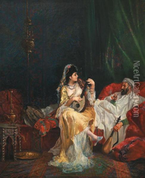 Sultan Et Musicienne Oil Painting - Francois Adolphe Grison