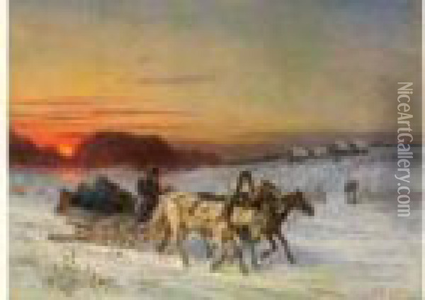 Winter Troika Oil Painting - Nikolai Egorovich Sverchkov