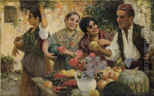 Costumbres De Aragon Oil Painting - Juan Jose Garate Y Clavero
