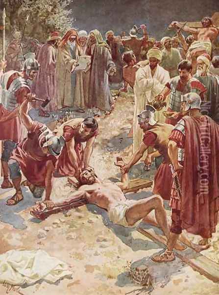 Jesus being crucified Oil Painting - William Brassey Hole