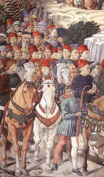 Procession of the Youngest King (detail 2) 1459-60 Oil Painting - Benozzo di Lese di Sandro Gozzoli