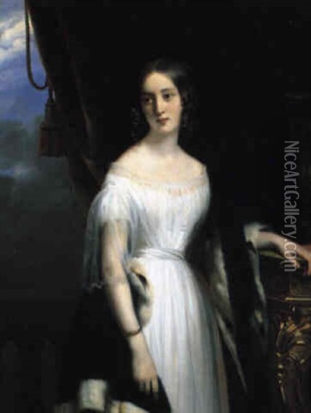 Portrait De La Princesse De Beauvau, Nee Comtesse De Komar Oil Painting - Claude Marie Dubufe