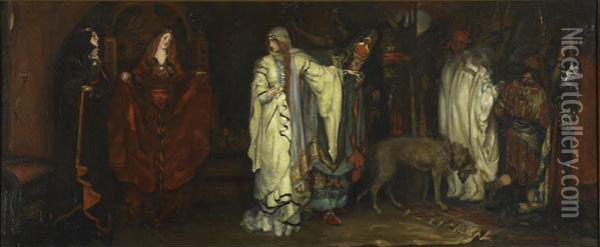 King Lear, Act I, Scene I Oil Painting - Edwin Austin Abbey