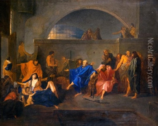 La Mort De Socrate Oil Painting - Nicolas Bertin