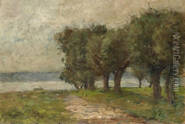 Landschaft Am Fluss Oil Painting - Rudolf Hoeckner