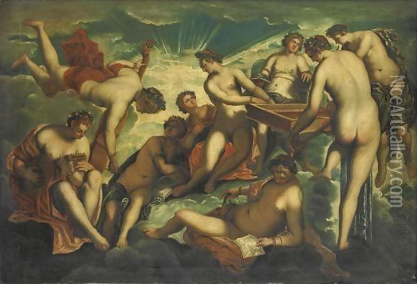 Le Nove Muse Oil Painting - Jacopo Tintoretto (Robusti)