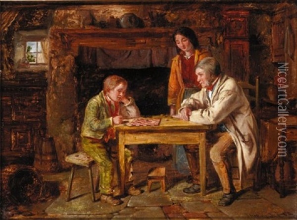 The Draughts Players Oil Painting - James Hardy Jr.