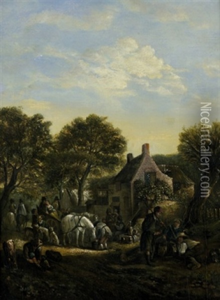 Vor Der Dorfschanke Oil Painting - David Teniers III