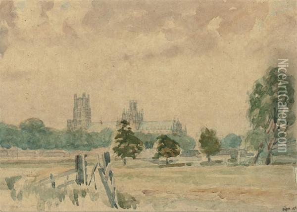 Ely Cathedral Oil Painting - Richard Eduard Dreher