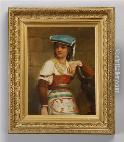 Peasant Girl In Native Costume Oil Painting - Nicholas Edward Gabe