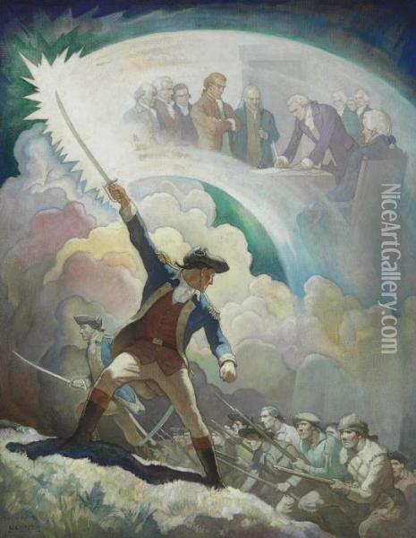 Ethan Allen, Forerunner Of Independence Oil Painting - Newell Convers Wyeth
