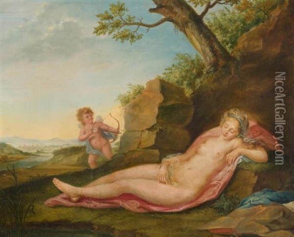 Amor Vor Dem Schuss Auf Venus Oil Painting - Marianna Kuerzinger