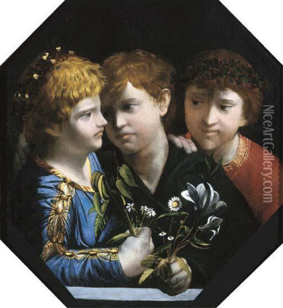 An Allegory With Three Boys: Sacred And Profane Love Oil Painting - Dosso Dossi