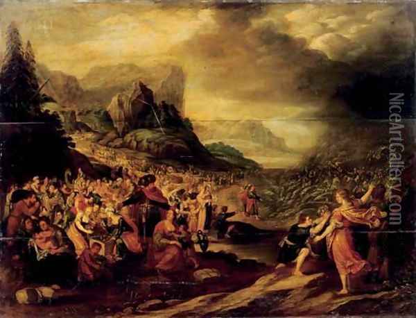 The Destruction of the Pharaoh's army in the Red Sea Oil Painting - Frans II Francken