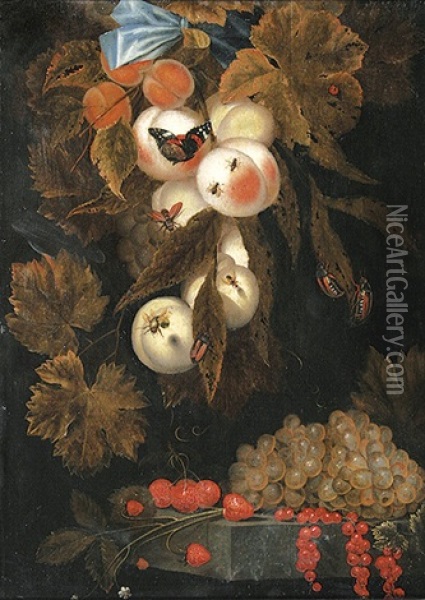 Stilleben Mit Aprikosen, Pfirsichen, Trauben, Kirschen, Johannis- Und Erdbeeren Oil Painting - Rachel Ruysch