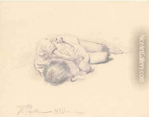 Study of a sleeping child Oil Painting - Ilya Efimovich Efimovich Repin