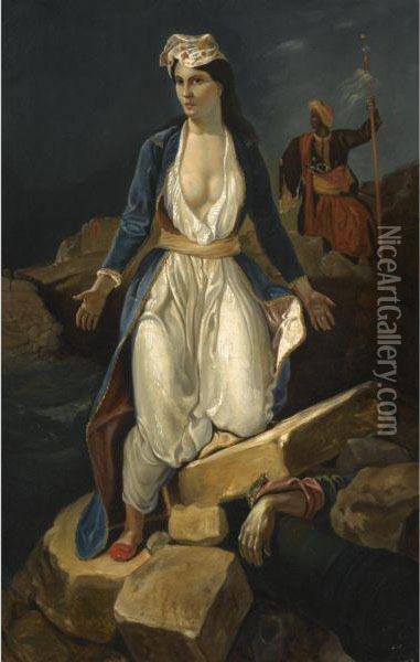 Greece Expiring On The Ruins Of Missolonghi Oil Painting - Eugene Delacroix