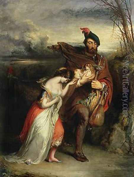 The Gow Chrom Reluctantly Conducting the Glee Maiden to a Place of Safety Oil Painting - Robert Scott Lauder