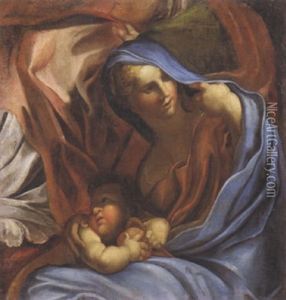 Madonna Con Bambino Oil Painting - Domenico Piola