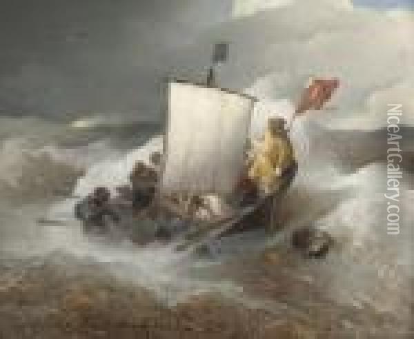 Segelboot Auf Sturmischer See Oil Painting - Andreas Achenbach