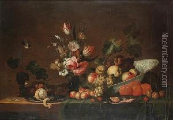 Apples And Grapes In A Oil Painting - Pseudo Simons