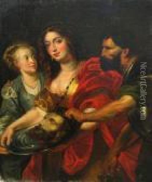 Salome Receives The Head Of Saint John The Baptist Oil Painting - Peter Paul Rubens