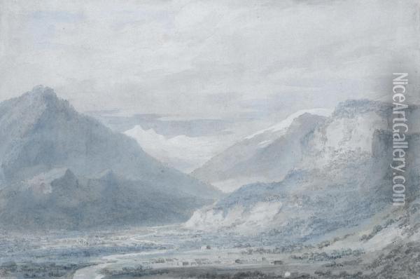 The Lesser Valley Of Ober-hasli, Upper Part From The North,switzerland Oil Painting - John Robert Cozens