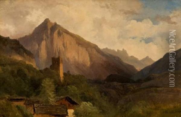 Franzosische Alpenlandschaft Oil Painting - Gustave Cesaire Garaud