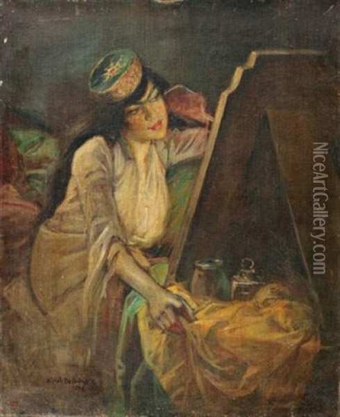 L'orientale Oil Painting - Edme Alexis Alfred Dehodencq